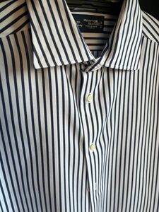 Maker's Shirt KAMAKURA ワイシャツ ネイビーストライプ スリムフィット 40/84（M〜Lサイズ相当）