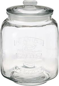 リビング ガラス瓶 キャニスター ガラス クッキージャー Lサイズ 目安容量約 7.0L 径21×高さ30cm クリア アーモンド
