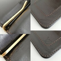 S1908●ルイヴィトン LOUIS VUITTON ユタ ポルト フォイユ パンス レザー マネークリップ付き 2つ折り札入れ カードケース 財布_画像9