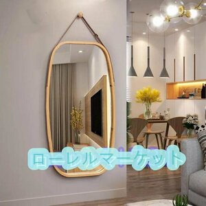 極美品★北欧ビンテージ チーク材ミラー　棚付き　壁掛け/立掛け　高さ100cm　簡単取り付け