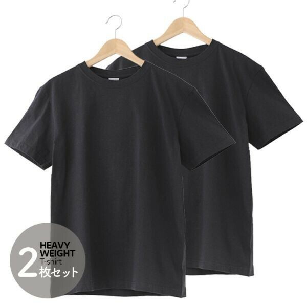 Mサイズ 無地 Tシャツ 黒 ブラック メンズ レディース ユニセックス 半袖 2枚組 アンダーウェア クルーネック ms1149