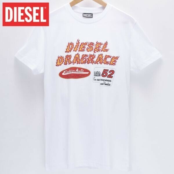XXLサイズ DIESEL ディーゼル グラフィック ロゴ Tシャツ DIEGOR-C7 メンズ ブランド 白 ホワイト