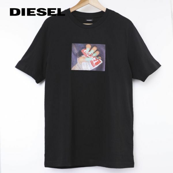 Mサイズ DIESEL ディーゼル ロゴ Tシャツ JUSTA36 メンズ ブランド 黒 ブラック