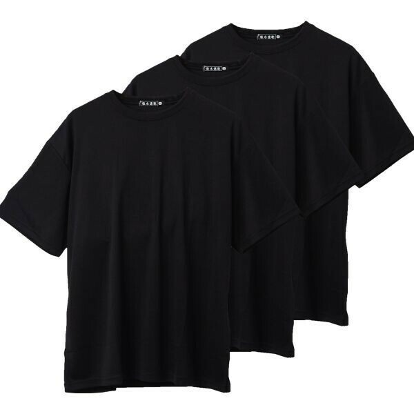 5Lサイズ 無地 Tシャツ ブラック ビッグサイズ 吸水速乾 3枚セット まとめ売り 大きいサイズ メンズ レディース ユニセックス 黒