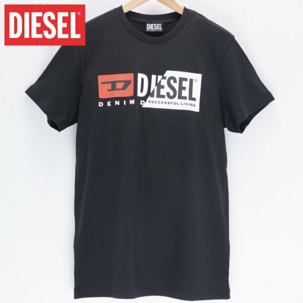 Mサイズ DIESEL ディーゼル 新旧ロゴ Tシャツ DIEGO-CUTY メンズ ブランド 黒 ブラック