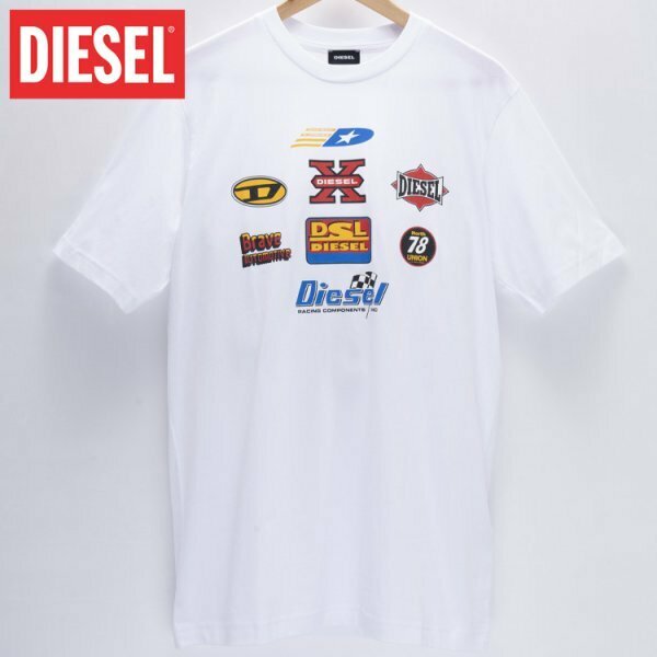 Mサイズ DIESEL ディーゼル グラフィック ロゴ Tシャツ JUST-K1 メンズ ブランド 白 ホワイト