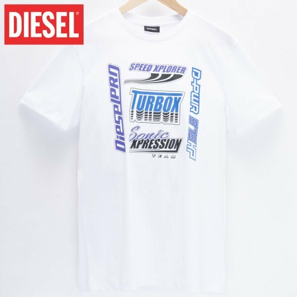 Mサイズ DIESEL ディーゼル Tシャツ ロゴ T-DIEGOS-K38 メンズ ブランド 白 ホワイト