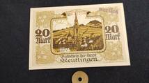 準未使用+　ドイツ地方紙幣　ロイトリンゲン市　1918年　20マルク_画像1
