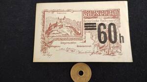 準未使用+　オーストリア地方紙幣　ラーベンシュタイン村　1920年　加刷60ヘラー