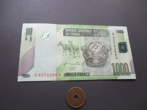 未使用　コンゴ民主共和国　2005年　1000フラン