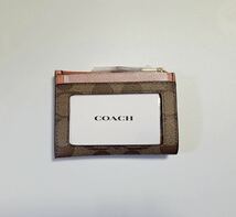 COACH コインケース シグネチャー 小銭入れ レザー カーキ パスケース 未使用品_画像3