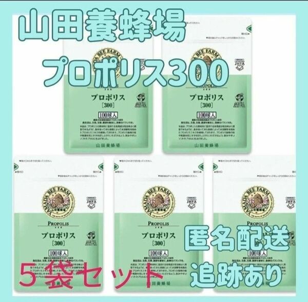 山田養蜂場 プロポリス300 100球 5袋セット賞味期限26年4月