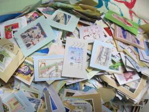 未整理品　日本記念特殊切手　紙付約５キログラム