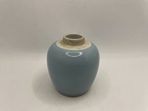 清　光緒年製　青釉　水魚　壺　文房具　茶道具　時代物 清朝期 古物 中国美術 骨董 唐物 青花 陶磁器 唐物 古美術 古玩 染付