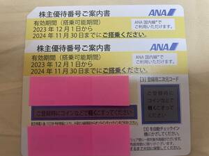 ANA 全日空　株主優待券2枚(2024年11月30日まで)　送料無料