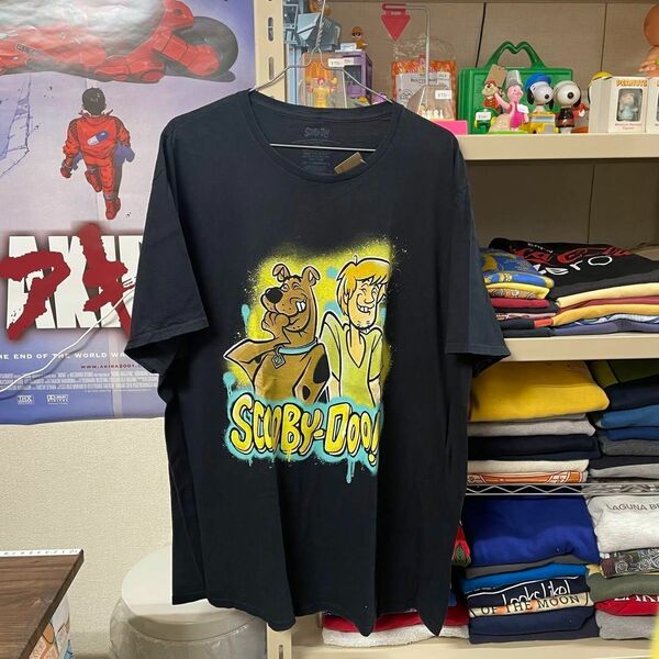 古着 SCOOBY-DOO スクービー・ドゥー プリントTシャツ ブラック 半袖 2XL 肩落ちシルエット アメカジ BIGサイズ オーバサイズで着てもOK