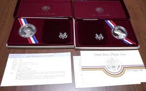  America 1984 Los Angeles Olympic memory 1 dollar silver coin 2 sheets 