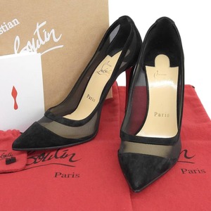 【本物保証】 箱・布袋付 超美品 クリスチャン ルブタン CHRISTIAN LOUBOUTIN GALATIVI ピンヒール メッシュスケルトン 黒 37 1/2 1200557