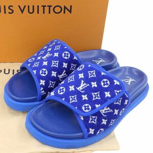 【本物保証】 箱・布袋付 超美品 ルイヴィトン LOUIS VUITTON マイアミ ライン ミュール モノグラムサンダル 靴 ブルー 6 メンズ1ABFUP