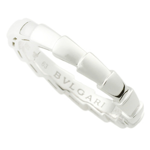 【本物保証】 箱・保付 新品同様 ブルガリ BVLGARI セルペンティ ヴァイパー リング 指輪 K18WG #63 22.5号 シンプル 349692