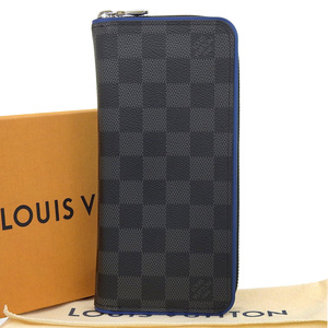 【本物保証】 箱・布袋付 超美品 ルイヴィトン LOUIS VUITTON ダミエ グラフィット ジッピーウォレット ヴェルティカル 長財布 緑青 N64436