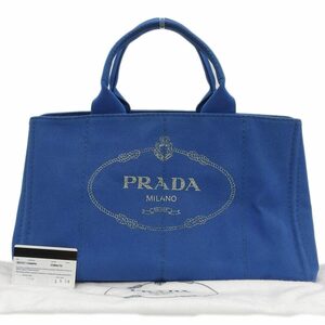 【本物保証】 布袋付 超美品 プラダ PRADA カナパ トート トートバッグ キャンバス ブルー BN1872 ラージ 大きい