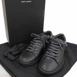 【本物保証】 箱・布袋付 新品同様 サンローラン SAINT LAURENT スニーカー ローカット 靴 リップ 唇 レザー ブラック 40 485275 メンズ