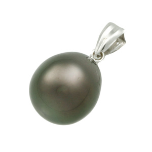 [ genuine article guarantee ] guarantee attaching as good as new pendant top K18WG black pearl black pearl 9mm up 9 millimeter and more white gold No-brand No brand