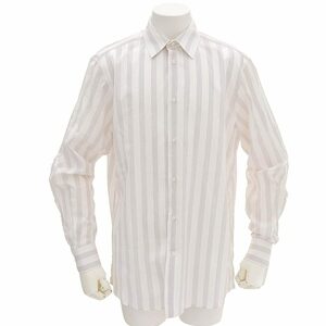 [ genuine article guarantee ] beautiful goods Louis Vuitton LOUIS VUITTON stripe pattern cutter shirt Y shirt cotton 100% white 41/16