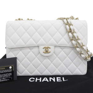 【本物保証】 布袋・保付 新品同様 シャネル CHANEL マトラッセ30 デカマトラッセ ココマーク ショルダーバッグ 白 シール付 7番台 A11869