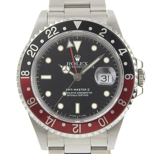 【本物保証】 新品同様 ロレックス ROLEX GMTマスター2 デイト メンズ 自動巻き オートマ 腕時計 コークベゼル 赤黒ベゼル 16710 N番