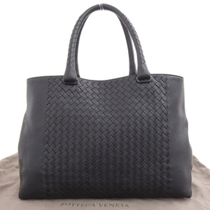 【本物保証】 布袋付 超美品 ボッテガヴェネタ BOTTEGA VENETA イントレチャートハンドバッグ 428331 トートバッグ レザー ブラック