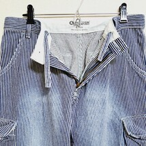 【OSHKOSH】オシュコシュ 7分丈 カーゴパンツ 縦ストライプ 青 ブルー 総柄 こなれ感 おしゃれ 古着 着回し 紳士 メンズ サイズL/Y8856HH_画像5