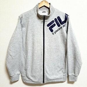 【FILA】フィラ 裏起毛 ジャケット スウェット グレー ロゴ 綿 トレーニング リラックス シンプル 防寒 着回し メンズ サイズL/Y9350HH