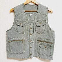 【Denim vest】デニムベスト ベスト グレー 灰色 ボタン カジュアル おしゃれ 着回し こなれ感 フェード感 重ね着 紳士 メンズ/Y7858HH_画像1