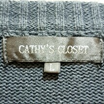 【CATHY'S CLOSET】キャッシーズクローゼット クルーネック ニット セーター グレー 黒 グラデーション コットン100% サイズL/Y9632HH_画像7