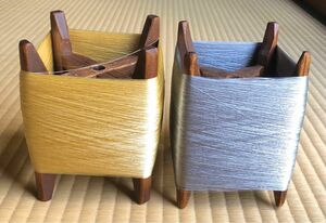 糸枠【木枠】絹糸　2ケセット　 木製 古道具 アンティーク インテリア⑤
