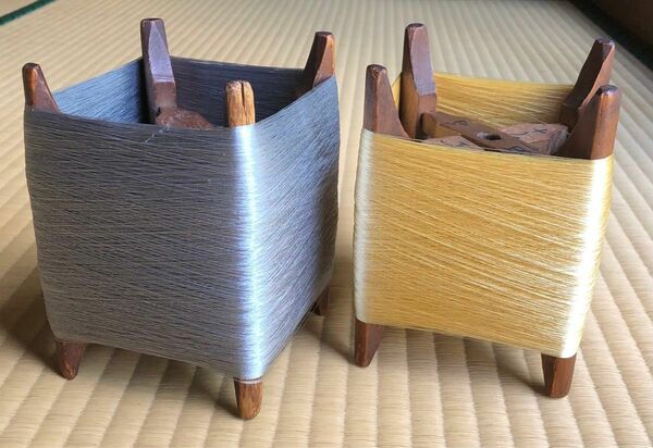 糸枠【木枠】絹糸　2ケセット　 木製 古道具 アンティーク インテリア⑥