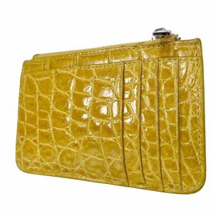  crocodile book@ black kocrocodile fastener card-case coin case shining processing car i knee yellow luck with money business 