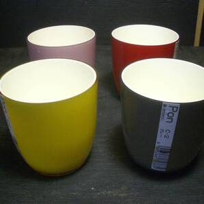 【園芸】光沢のあるエナメル装飾の外面が綺麗な硬質プラスチック製ポット4色セット●ガーデニング●室内プランツ●未使用品●蔵出し倉庫品