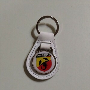 ABARTH/アバルト レザー調キーホルダー★ホワイト