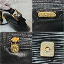 1円〜 極美品 FENDI フェンディ ショルダーバッグ FF金具 エピレザー 斜め掛け 肩掛け ブラック 黒 メンズ レディース ゴールド金具 _画像9