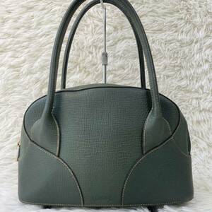 1 jpy ~ [ beautiful goods * rare color green ]LOEWE Loewe handbag leather original leather shoulder .. Logo type pushed .bo- ring bag hole gram metal fittings tote bag 