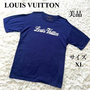 【美品】LOUIS VUITTON ルイヴィトン　半袖Tシャツ　2022年モデル　ネイビー　イタリア　サイズXL