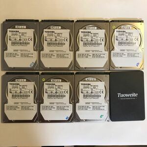 ジャンク ★ 8台セット ハードディスク SATA3 2.5インチ TOSHIBA MK1060GSC HDD 100GB 7台 ＋ SSD 120GB 1台 内蔵型 東芝 SerialATA 