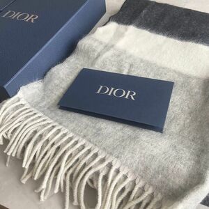 【新品未使用】DIOR ディオール ウール×モヘア ストール ショール マフラー メンズ レディース グレー