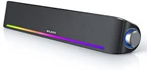 Nylavee PCスピーカー サウンドバー Bluetooth5.0 & AUX接続 4つのスピーカーユニット LEDライト搭載