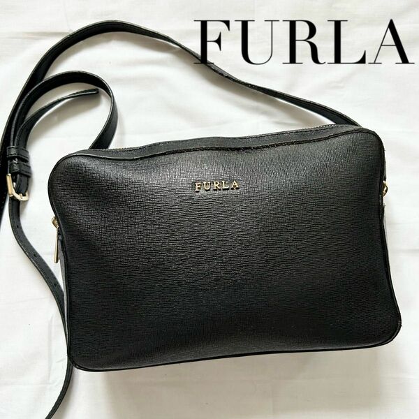 ■美品■FURLA ショルダーバッグ　リリー　レザー　黒　ブラック　ポシェット