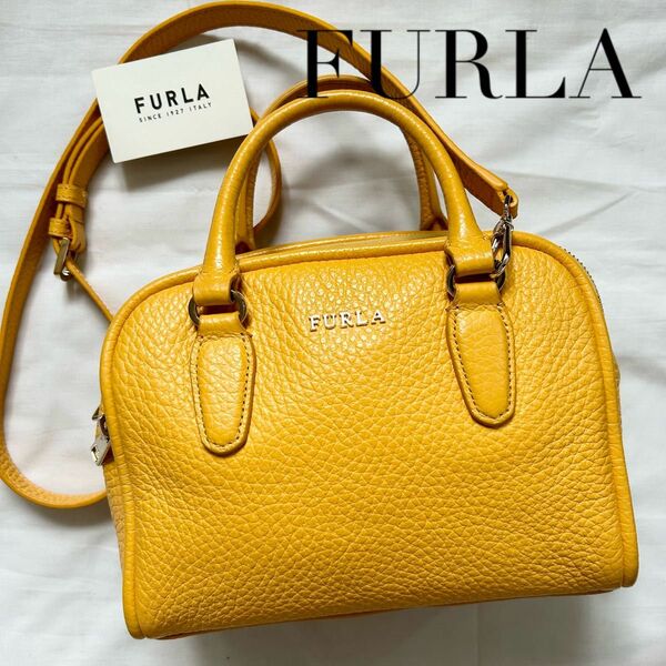 ■極美品■2way FURLA ショルダーバッグ　ハンドバッグ　本革　イエロー