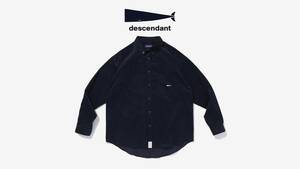 【1スタ】新品 Size 1 定価23,100円 DESCENDANT KENNEDY'S CORDUROY B.D. LS SHIRT 長袖シャツ 212TQDS-SHM02 NAVY 正規店購入